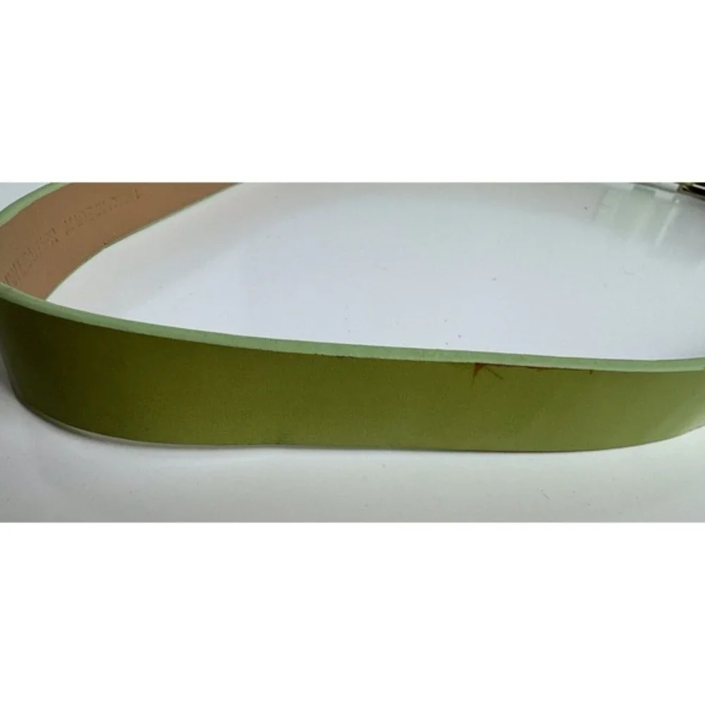 Via Spiga Lime Green Italian Leather Belt Silver Buckle Made‎ Italy M 47-84